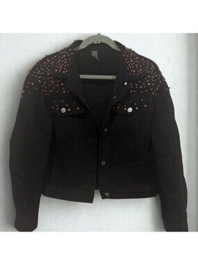 Women's Black Studded Jean Jacket